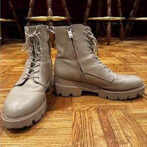 Taupe Lace-Up Ankle Boots